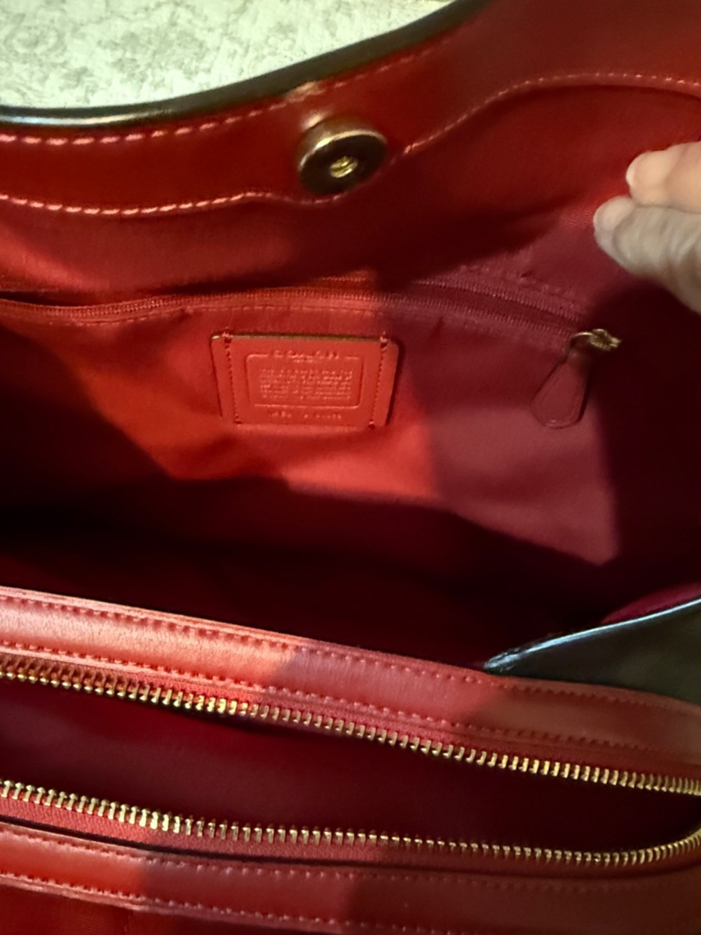 Coach Brown Signature Canvas Shoulder Bag with Red Leather Straps - Picture 4 of 5